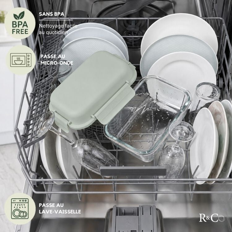Bento Box – Lot 2 Bocaux en Verre Hermétiques 1050 mL + Pain de Glace