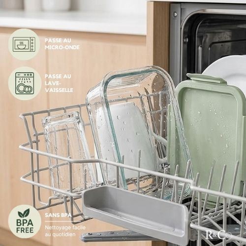 R&Co Lot de 5 Bocaux en Verre avec Couvercle Hermétique 940 ml