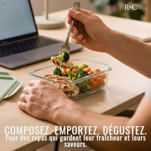 R&Co Lot de 5 Bocaux en Verre avec Couvercle Hermétique 940 ml